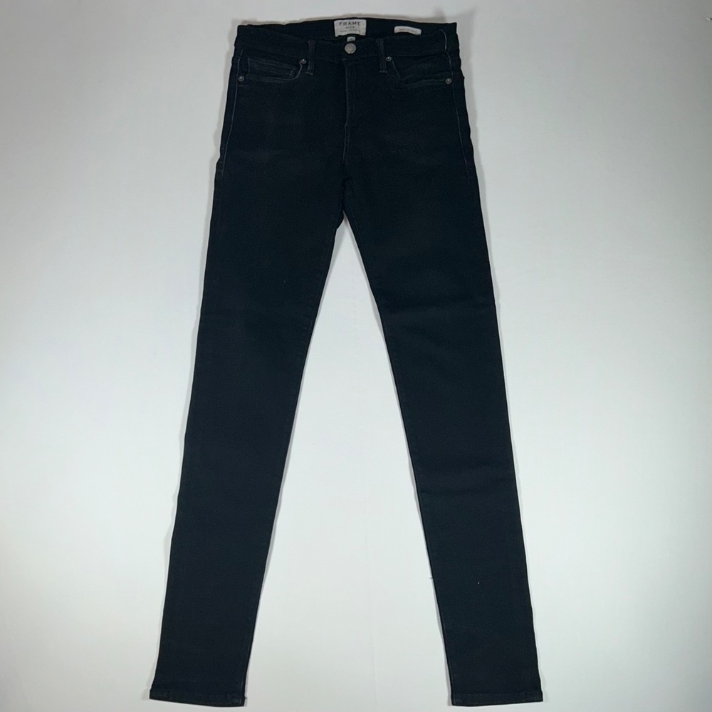 FRAME Jagger True Skinny Jeans Mens 31 Black Noir Stretch Denim USA LMHSS278